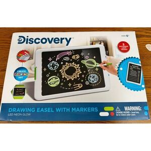 Discovery Drawing Easel with Markers LED Neon Glow New